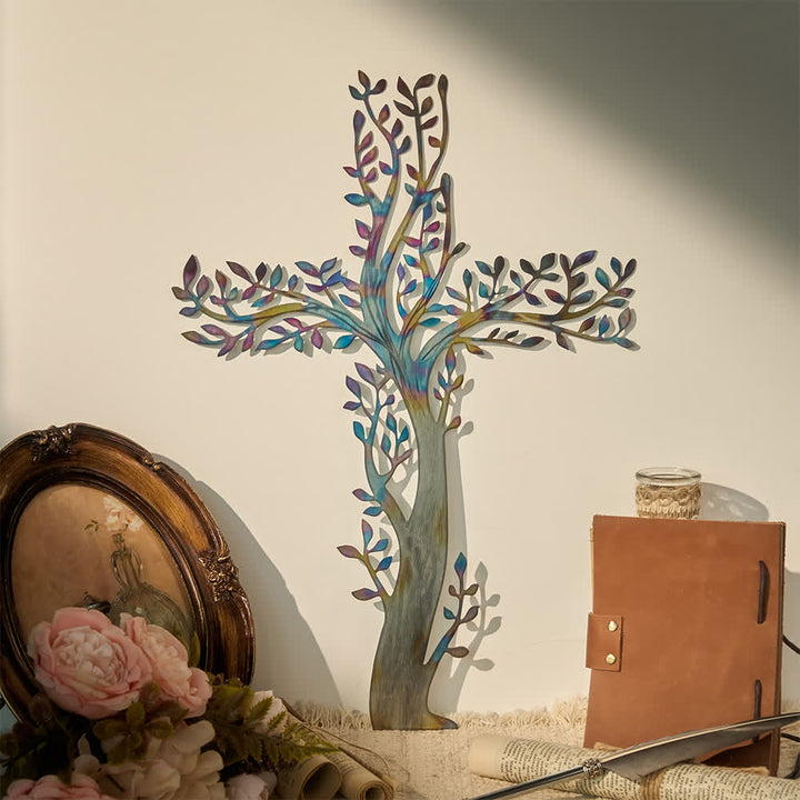 Christianartworkshop 4-Style Flourishing Cross Metal Wall Art: Growth & Grace in Every Branch - A - 19.69''*17.78''/50*35cm - image 0