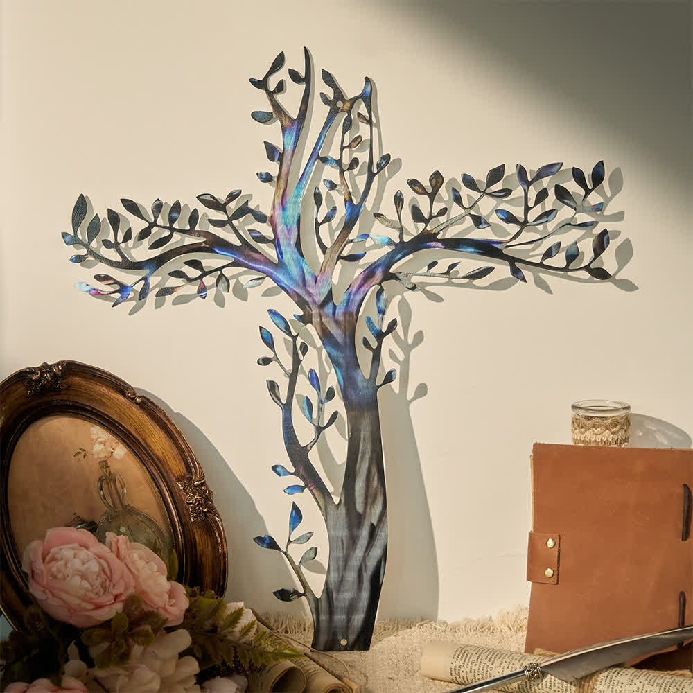 Christianartworkshop 4-Style Flourishing Cross Metal Wall Art: Growth & Grace in Every Branch - D - 19.69''*17.78''/50*35cm - image 6