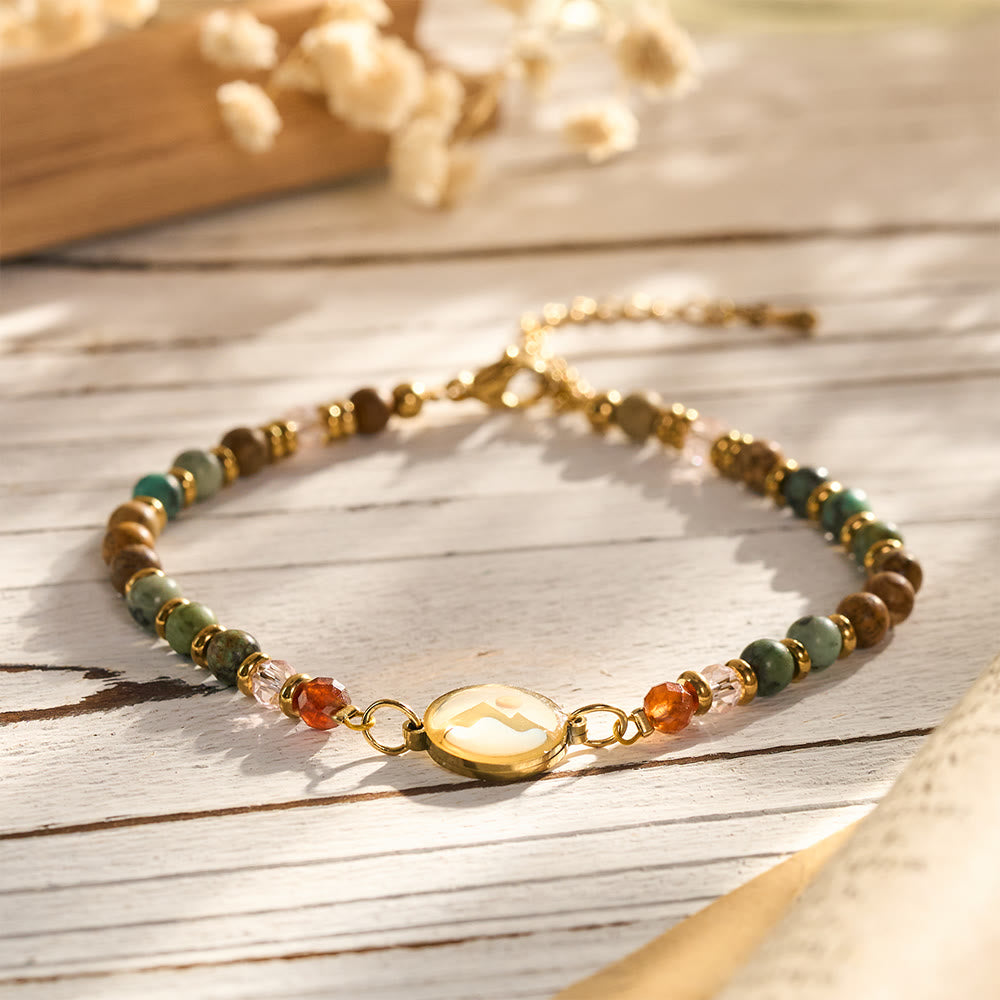 Christianartworkshop Wilderness Inspire Mountain Charm Bracelet: Symbol of Quiet Sacred Serenity - Golden - image 1