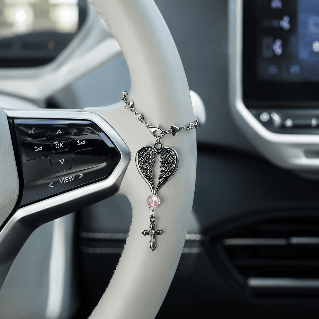 FREE Today: Guardian Angel-Wing Heart Keychain for Car: Quiet Reminder of Tender Protection - Black Angel - image 8