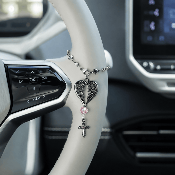 FREE Today: Guardian Angel-Wing Heart Keychain for Car: Quiet Reminder of Tender Protection - Black Angel - image 8