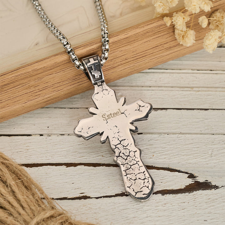 Christianartworkshop Embossed Figure Crucifix Pendant Necklace: Token of Abiding Sacred Shelter - image 4
