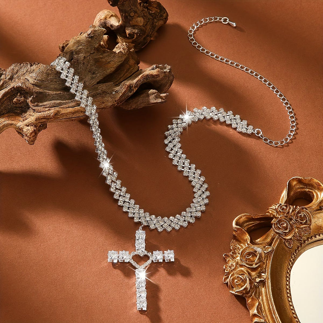 Christianartworkshop Glittering Faceted Heart Cross Choker: Token of Pure Celestial Affection - image 2