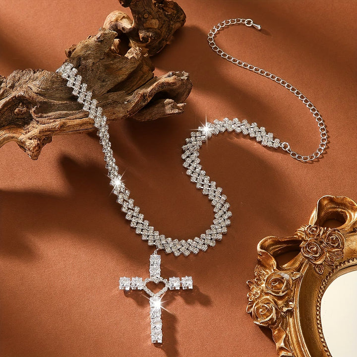 Christianartworkshop Glittering Faceted Heart Cross Choker: Token of Pure Celestial Affection - image 2
