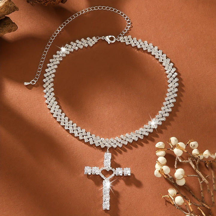Christianartworkshop Glittering Faceted Heart Cross Choker: Token of Pure Celestial Affection - image 1