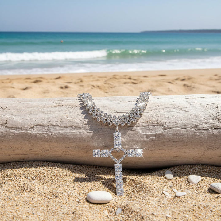 Christianartworkshop Glittering Faceted Heart Cross Choker: Token of Pure Celestial Affection - image 3