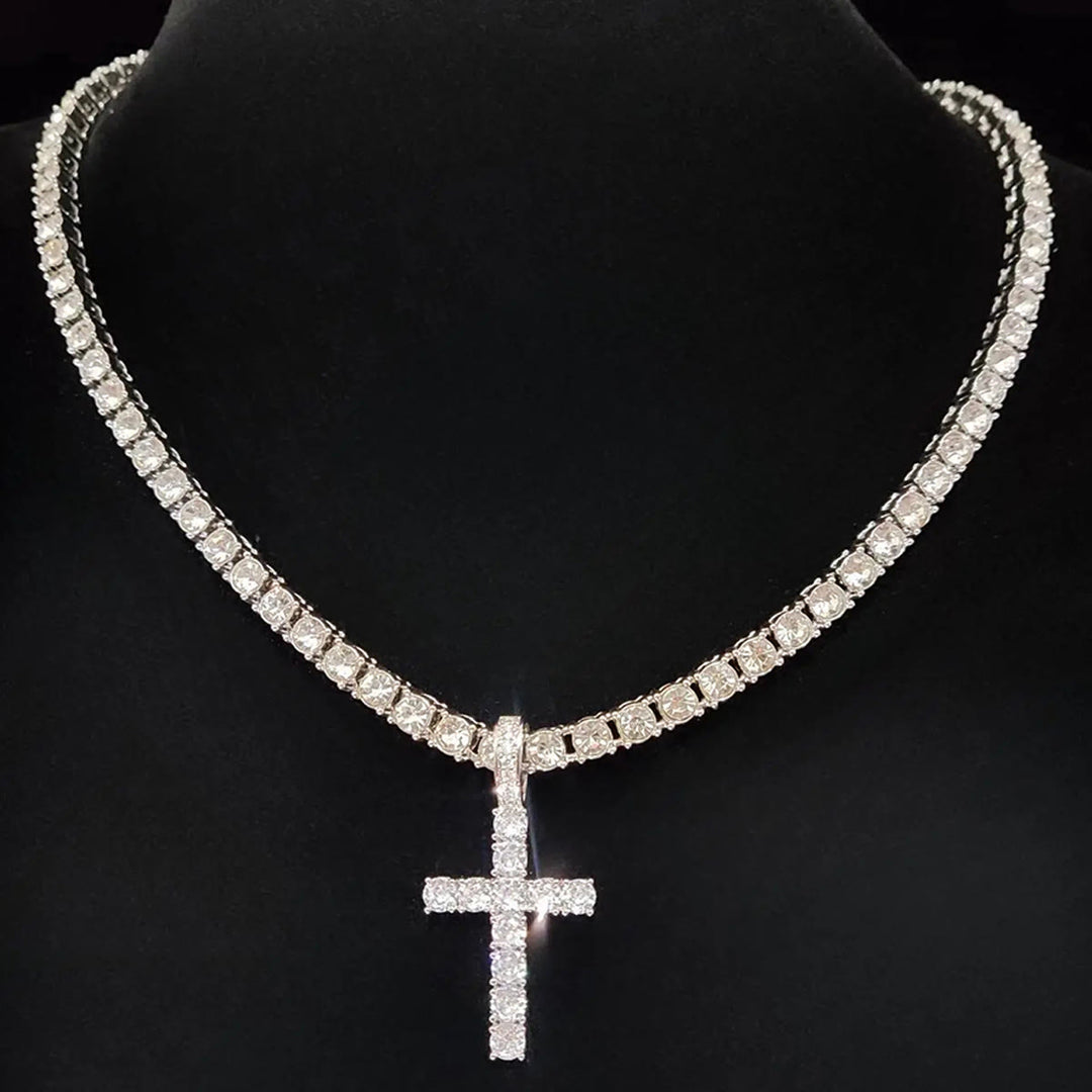Christianartworkshop Dual Layer Iced Out Cross Necklace: Emblem of Radiant Heavenly Blessing - image 3