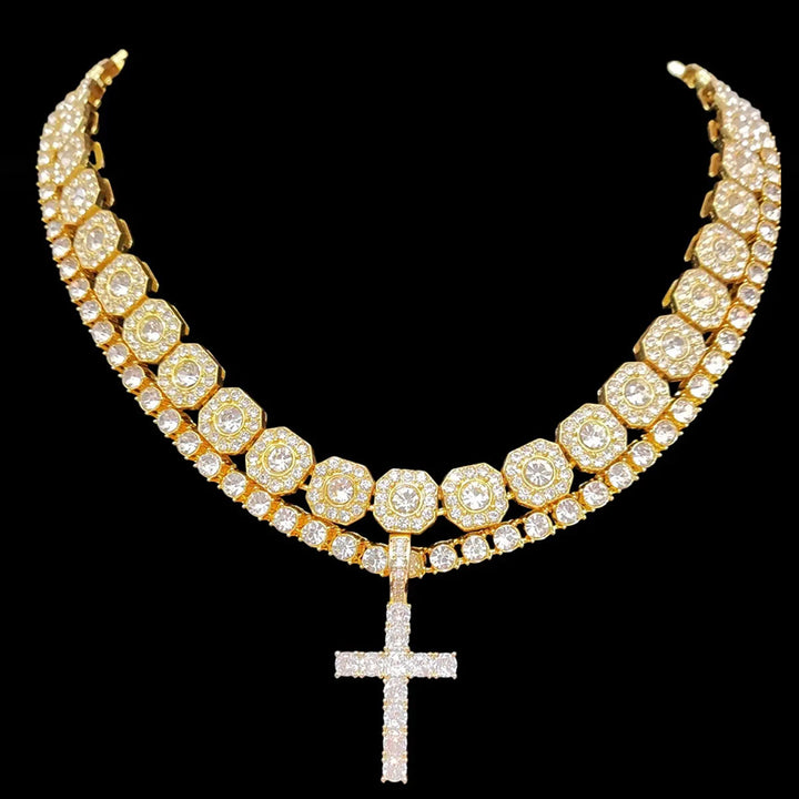Christianartworkshop Dual Layer Iced Out Cross Necklace: Emblem of Radiant Heavenly Blessing - image 2