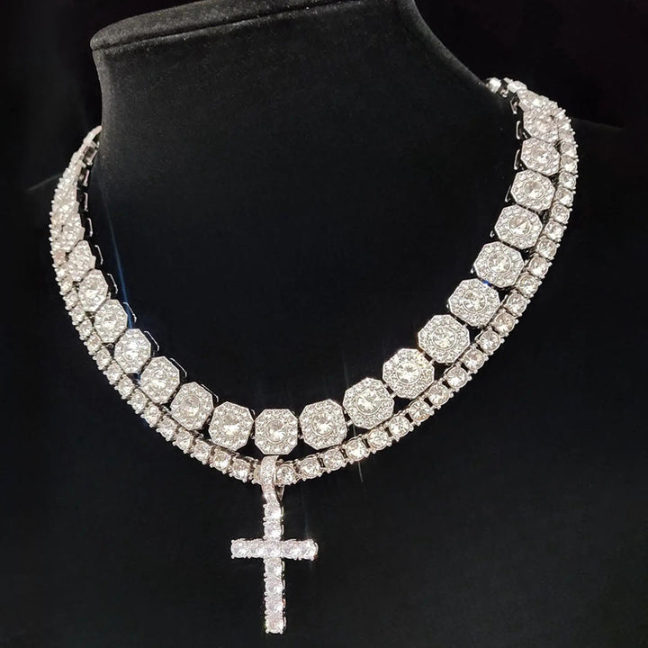 Christianartworkshop Dual Layer Iced Out Cross Necklace: Emblem of Radiant Heavenly Blessing - image 8