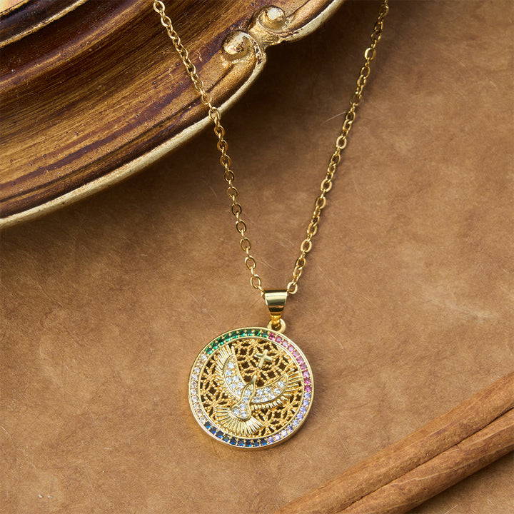 Christianartworkshop Hollow Holy Spirit Dove Medallion Necklace: Symbol of Pure Celestial Serenity - image 2
