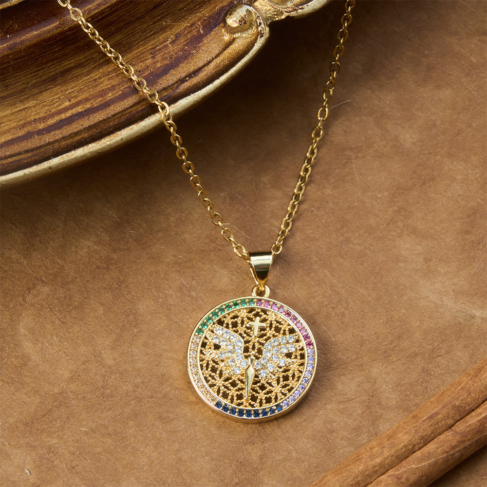 Christianartworkshop Hollow Holy Spirit Dove Medallion Necklace: Symbol of Pure Celestial Serenity - image 4