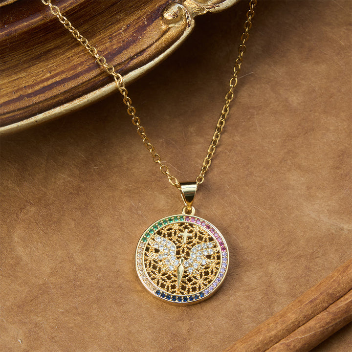 Christianartworkshop Hollow Holy Spirit Dove Medallion Necklace: Symbol of Pure Celestial Serenity - image 4