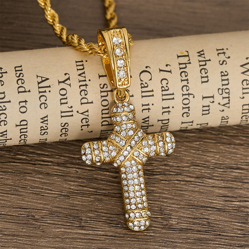 Christianartworkshop Iced Out Rope Chain Cross Necklace: Emblem of Timeless Heavenly Grace - image 3