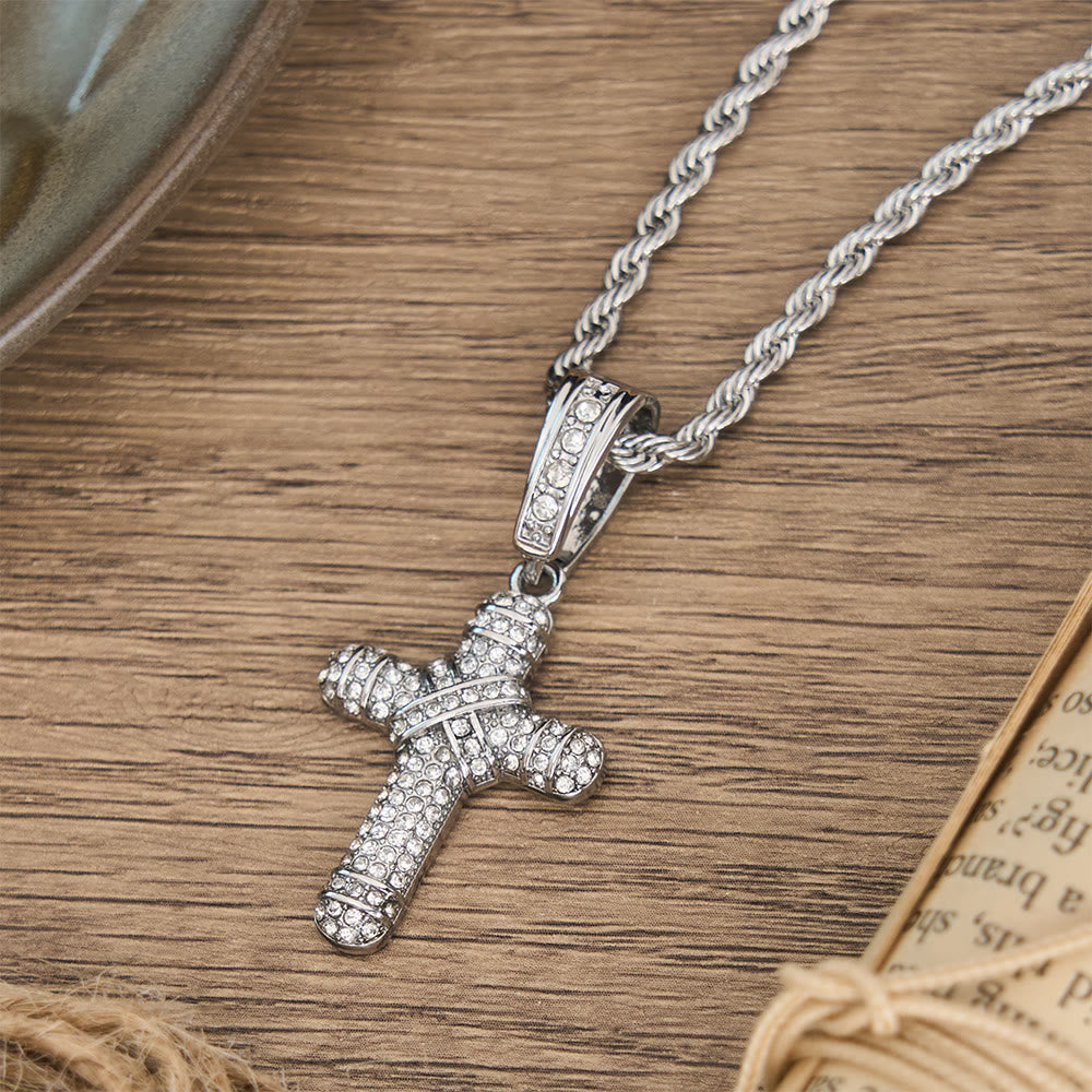 Christianartworkshop Iced Out Rope Chain Cross Necklace: Emblem of Timeless Heavenly Grace - image 5