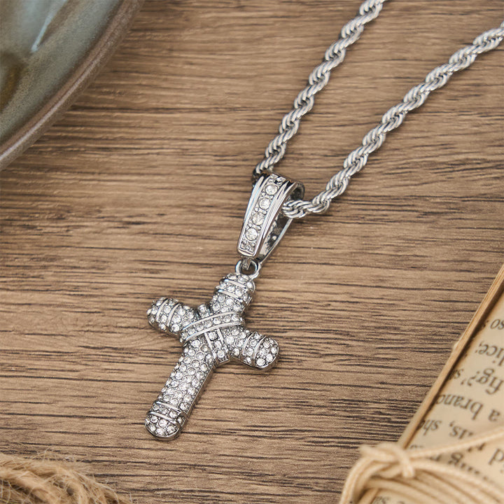 Christianartworkshop Iced Out Rope Chain Cross Necklace: Emblem of Timeless Heavenly Grace - image 5