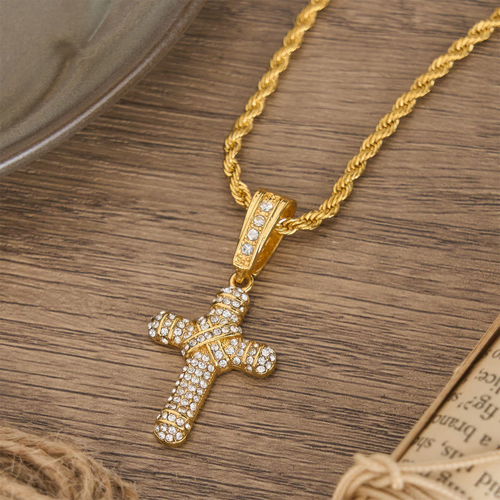 Christianartworkshop Iced Out Rope Chain Cross Necklace: Emblem of Timeless Heavenly Grace - image 2