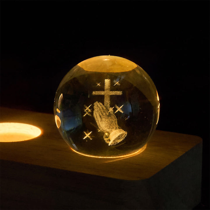 Christianartworkshop 3D Inner Carved Sacred Portrait Crystal Globe Light: Token of Timeless Divine Comfort - image 2