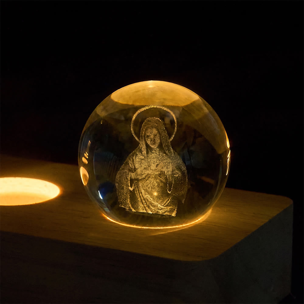Christianartworkshop 3D Inner Carved Sacred Portrait Crystal Globe Light: Token of Timeless Divine Comfort - image 6