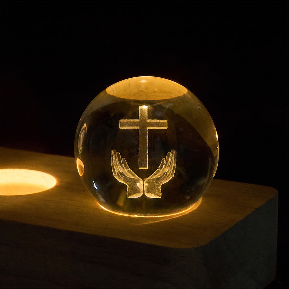 Christianartworkshop 3D Inner Carved Sacred Portrait Crystal Globe Light: Token of Timeless Divine Comfort - image 7
