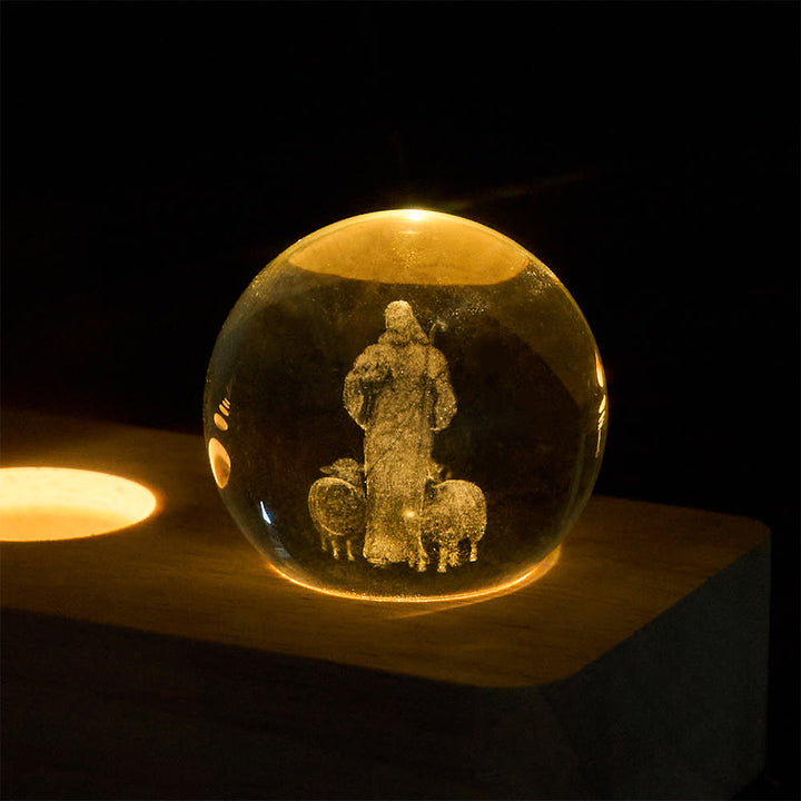 Christianartworkshop 3D Inner Carved Sacred Portrait Crystal Globe Light: Token of Timeless Divine Comfort - image 5