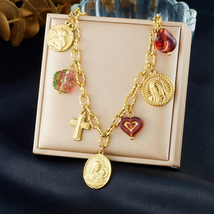Christianartworkshop Ornate Virgin Mary & Cherub Portrait Chain Set: Symbol of Peaceful Celestial Guidance - image 4