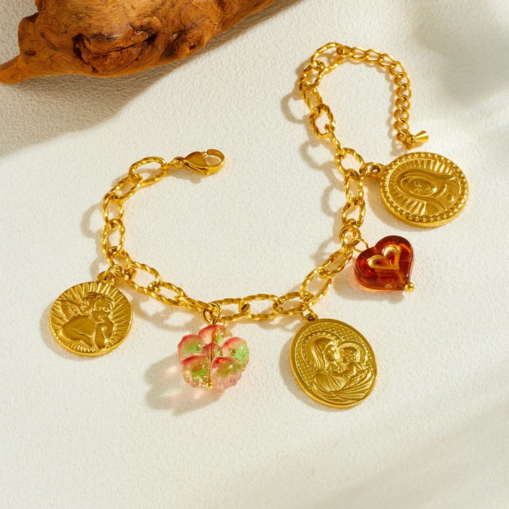 Christianartworkshop Ornate Virgin Mary & Cherub Portrait Chain Set: Symbol of Peaceful Celestial Guidance - image 3