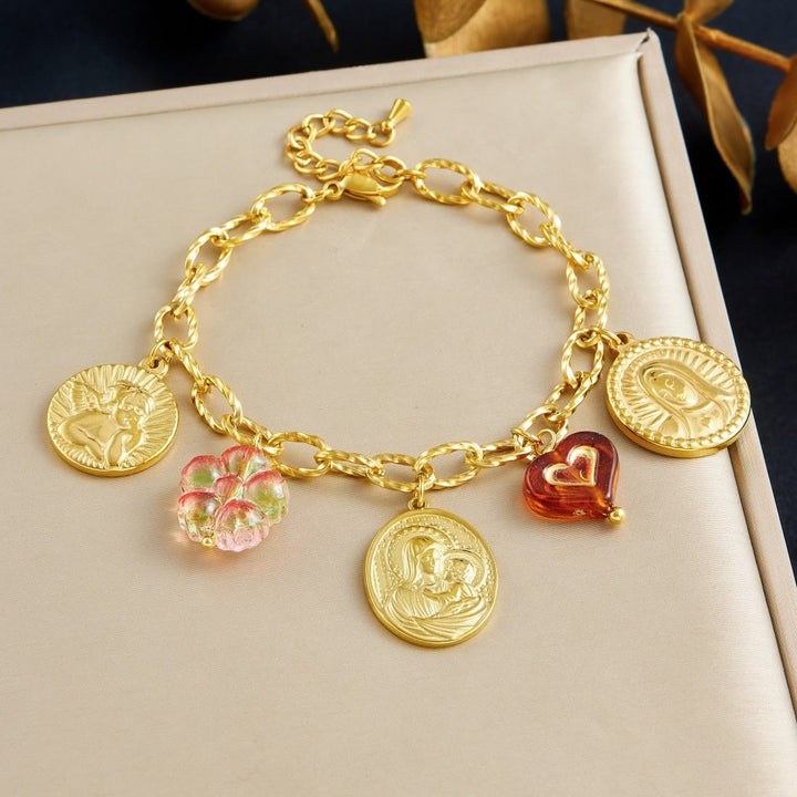 Christianartworkshop Ornate Virgin Mary & Cherub Portrait Chain Set: Symbol of Peaceful Celestial Guidance - Bracelet - image 2