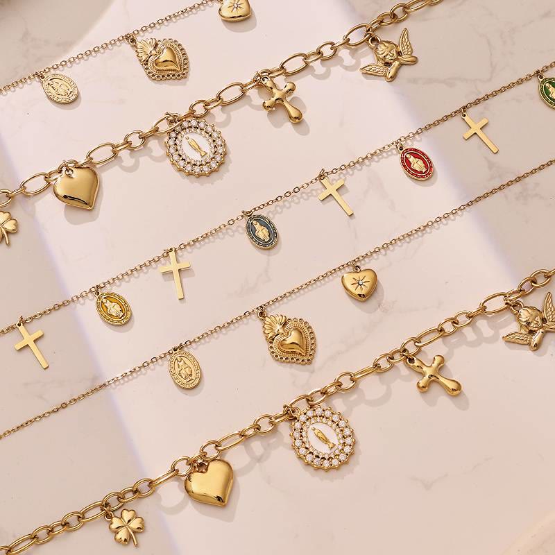 Christianartworkshop Vintage Multi-Charm Layered Devotion Necklace: Symbol of Timeless Divine Warmth - image 0