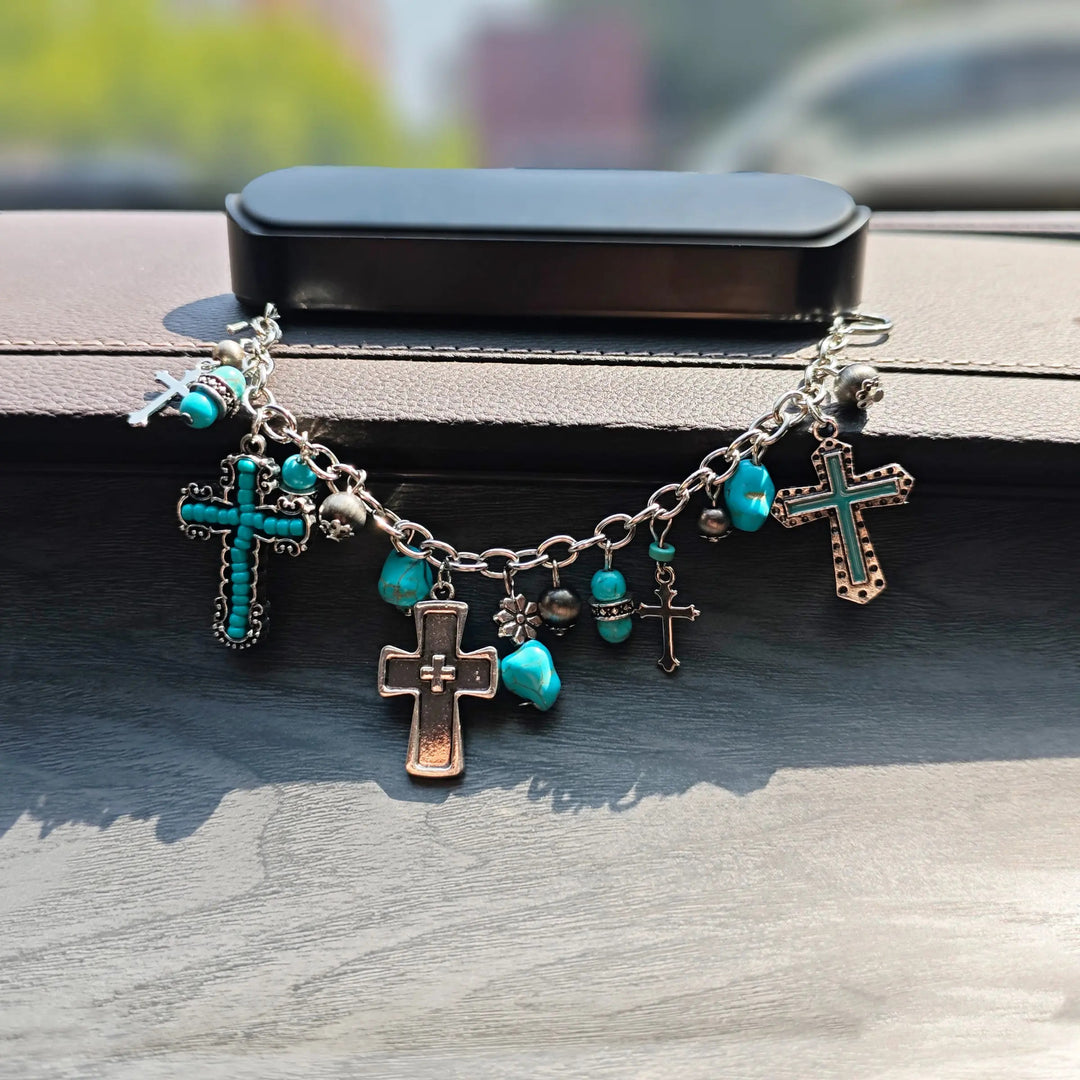 Christianartworkshop Timeless Bohemian Cross Bead Bracelet & Car Charm: Token of Enduring Heavenly Peace - image 7