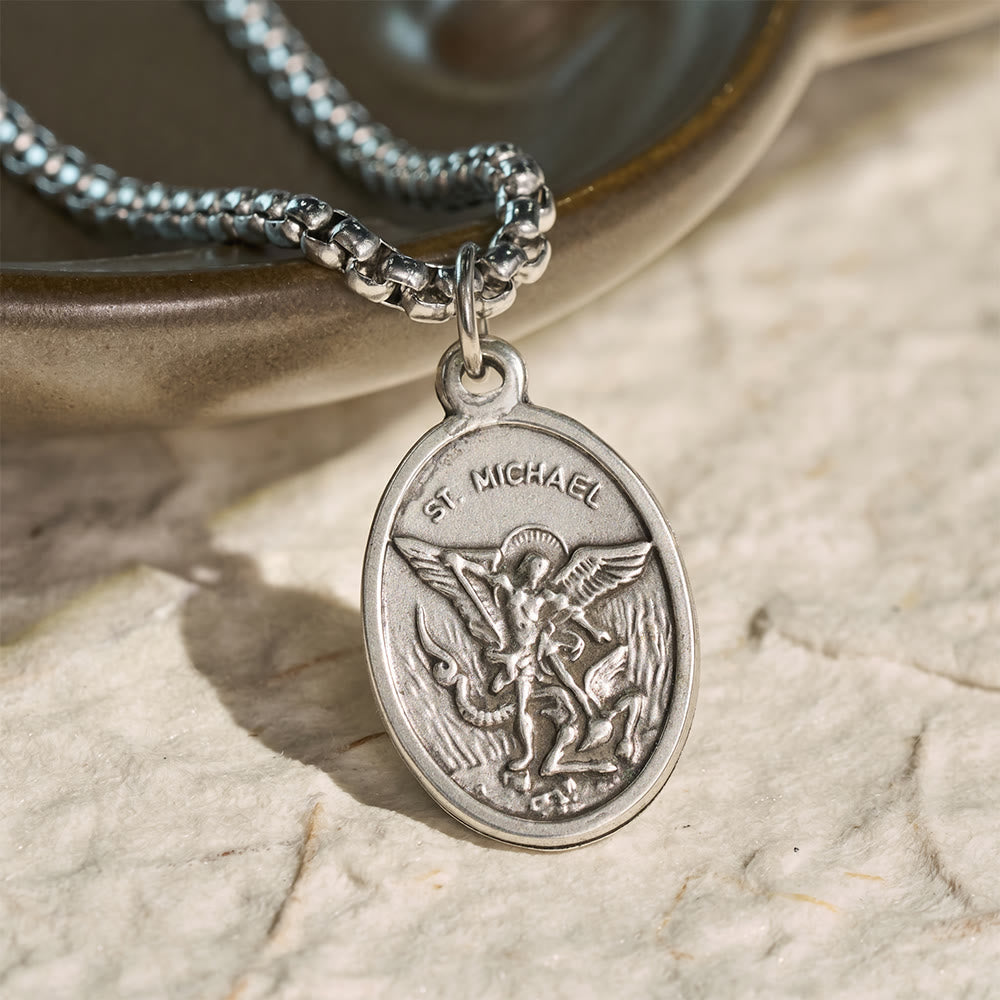 Christianartworkshop Oval Double Sided Sacred Image Medal Necklace: Bearer of Soft Sacred Serenity - image 1