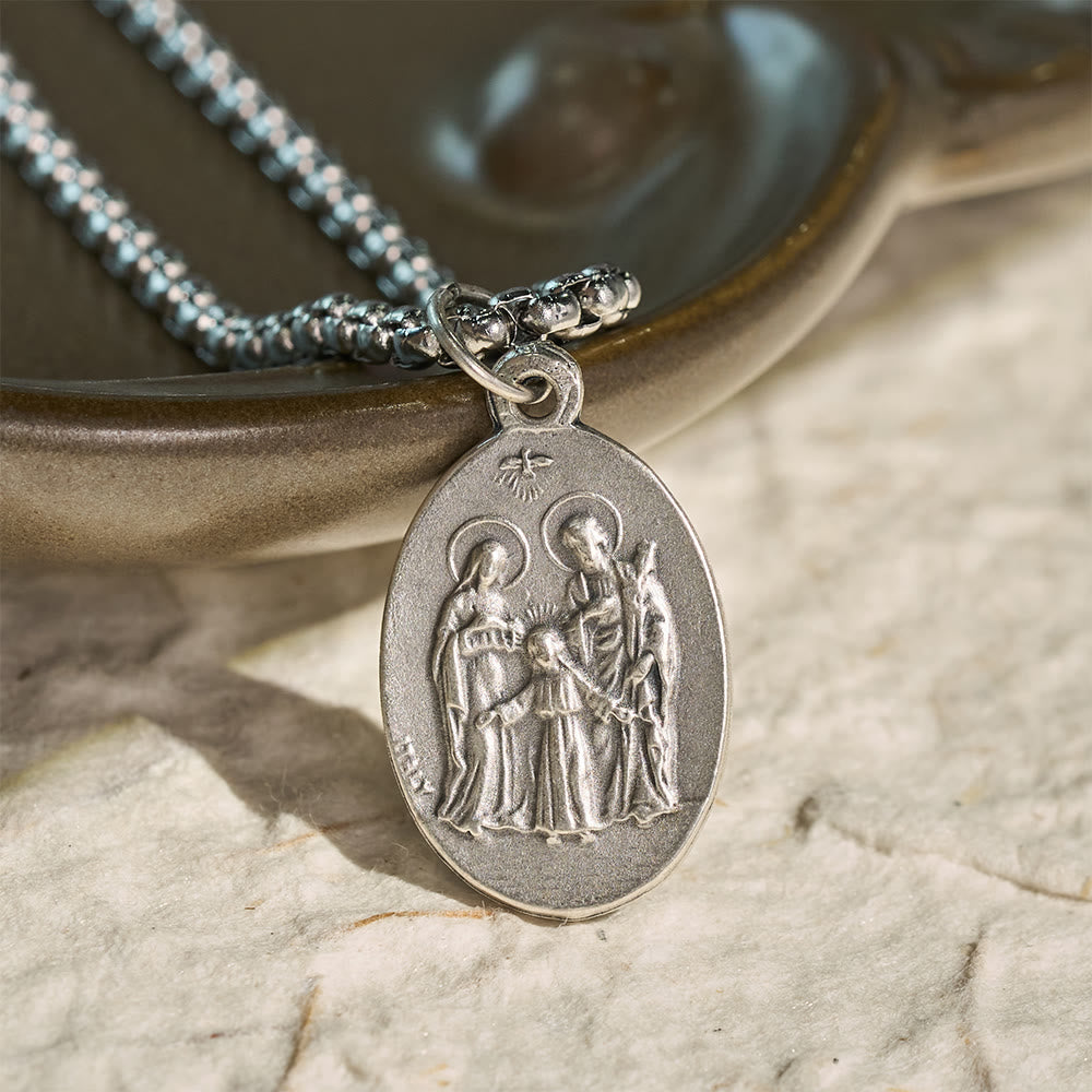 Christianartworkshop Oval Double Sided Sacred Image Medal Necklace: Bearer of Soft Sacred Serenity - St. Michael Holy Family - image 5