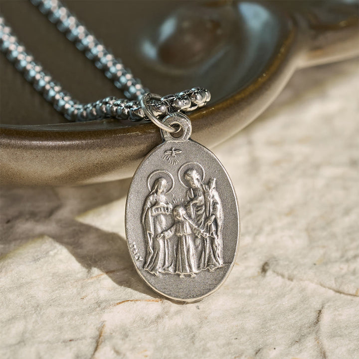Christianartworkshop Oval Double Sided Sacred Image Medal Necklace: Bearer of Soft Sacred Serenity - St. Michael Holy Family - image 5
