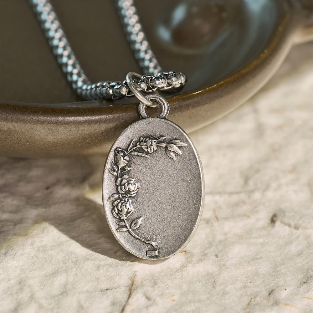 Christianartworkshop Oval Double Sided Sacred Image Medal Necklace: Bearer of Soft Sacred Serenity - St. Michael Rose Engraved - image 4