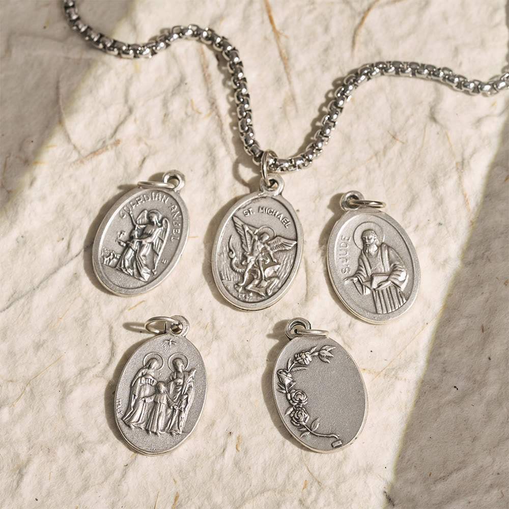 Christianartworkshop Oval Double Sided Sacred Image Medal Necklace: Bearer of Soft Sacred Serenity - image 0