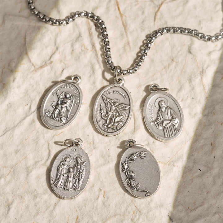 Christianartworkshop Oval Double Sided Sacred Image Medal Necklace: Bearer of Soft Sacred Serenity - image 0