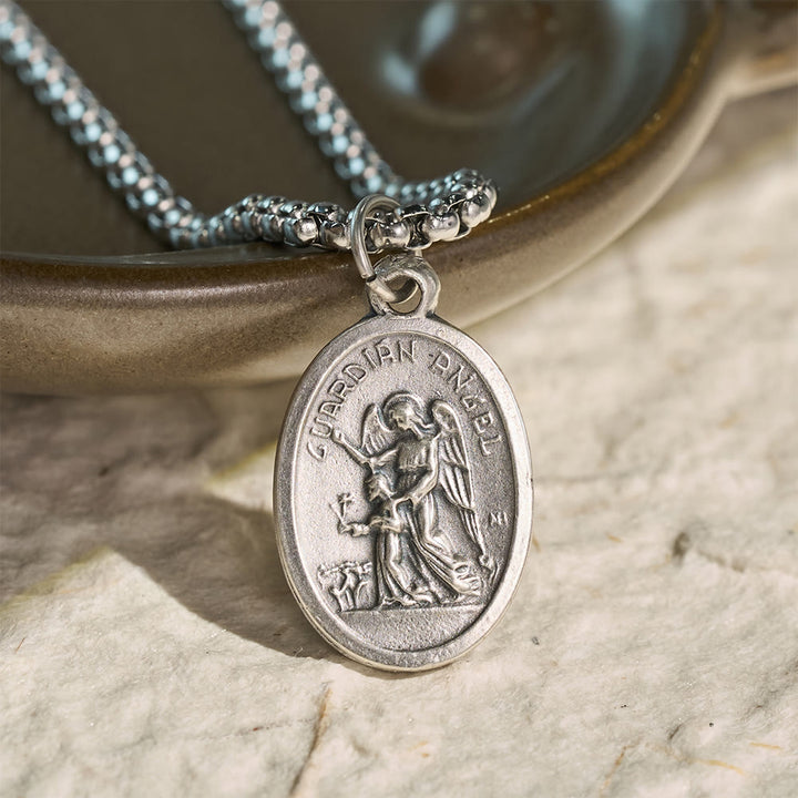 Christianartworkshop Oval Double Sided Sacred Image Medal Necklace: Bearer of Soft Sacred Serenity - t. Michael Guardian Angel - image 6
