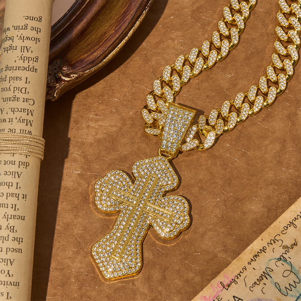 Christianartworkshop Chunky Sparkle Floral Cross Necklace: Symbol of Sturdy Sacred Protection - image 2