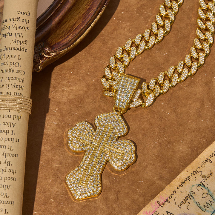 Christianartworkshop Chunky Sparkle Floral Cross Necklace: Symbol of Sturdy Sacred Protection - image 2