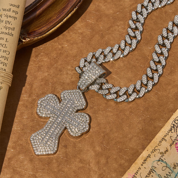 Christianartworkshop Chunky Sparkle Floral Cross Necklace: Symbol of Sturdy Sacred Protection - image 4