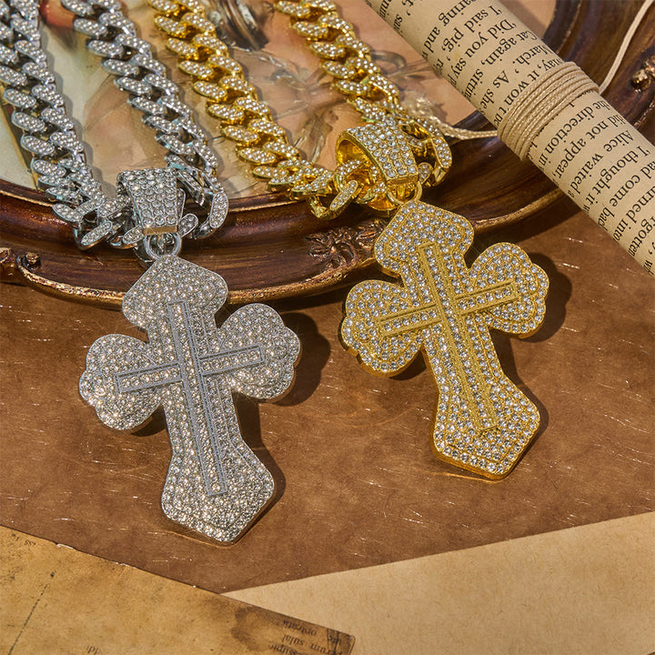Christianartworkshop Chunky Sparkle Floral Cross Necklace: Symbol of Sturdy Sacred Protection - image 0