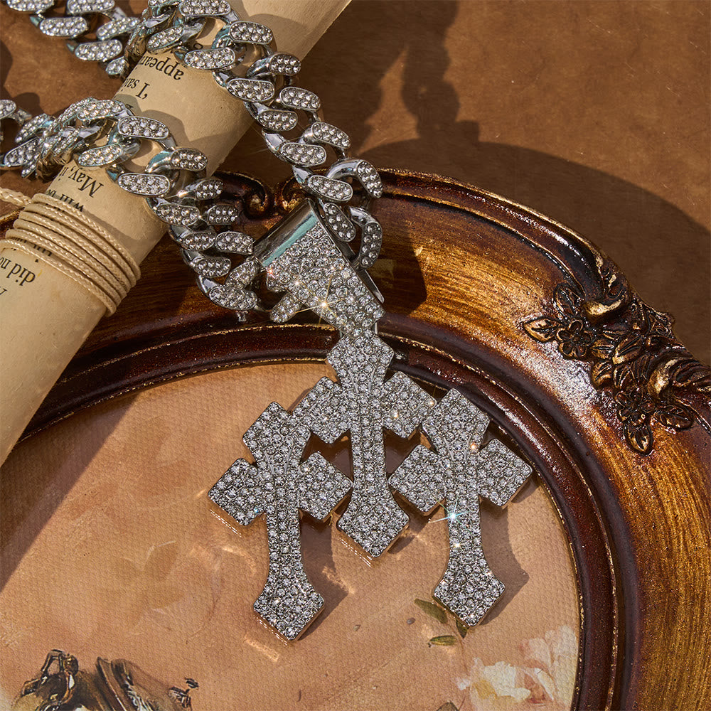 Christianartworkshop Bold Bling Triple Cross Cuban Chain: Sign of Radiant Celestial Shelter - image 4