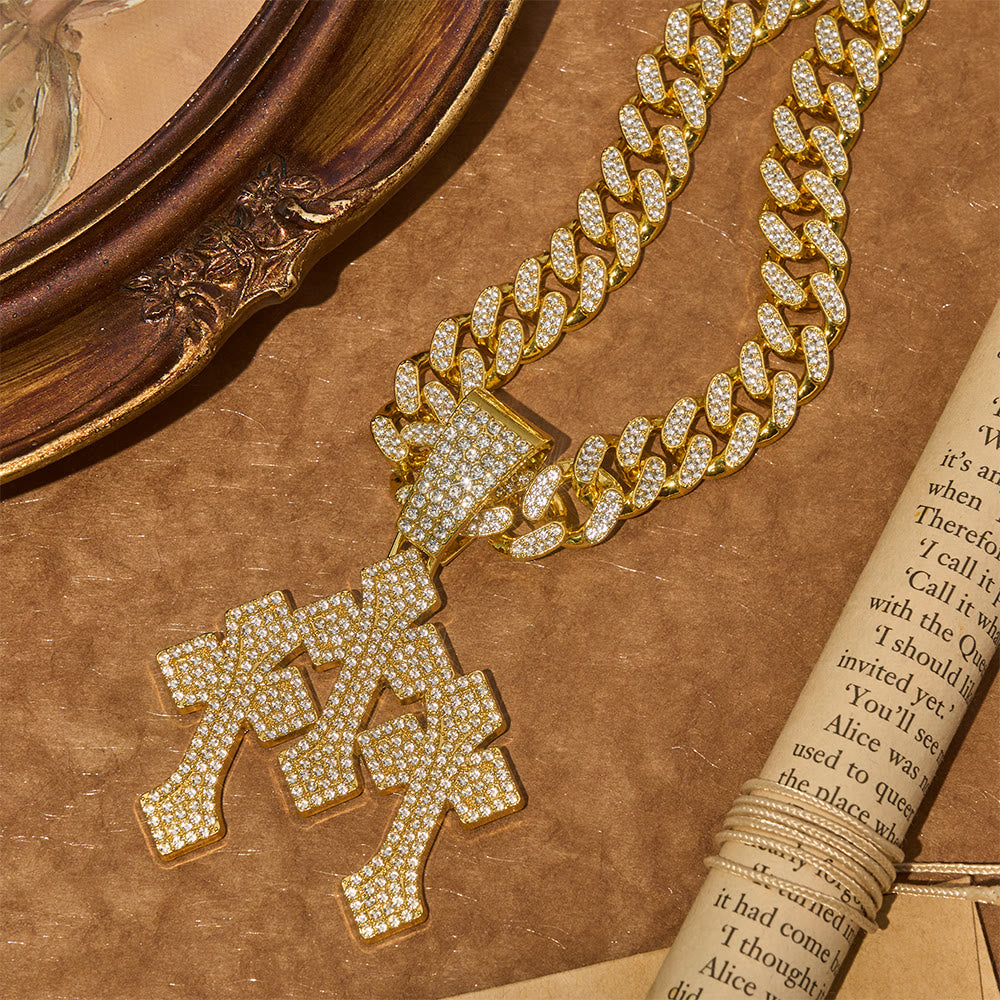 Christianartworkshop Bold Bling Triple Cross Cuban Chain: Sign of Radiant Celestial Shelter - Golden - image 1