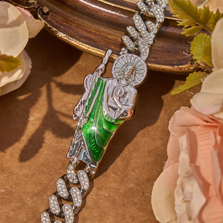 Christianartworkshop Luxe Iced Saint Jude Cuban Bracelet: Bearer of Enduring Blessed Comfort - image 2