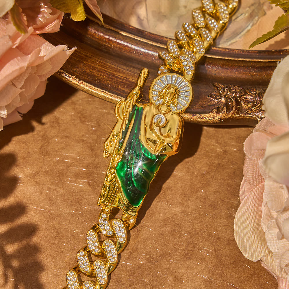 Christianartworkshop Luxe Iced Saint Jude Cuban Bracelet: Bearer of Enduring Blessed Comfort - image 4