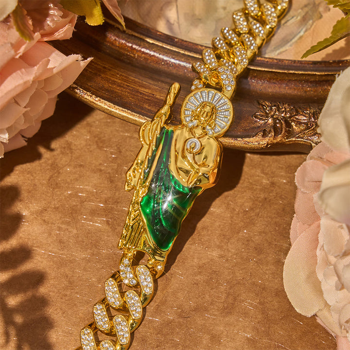 Christianartworkshop Luxe Iced Saint Jude Cuban Bracelet: Bearer of Enduring Blessed Comfort - image 4
