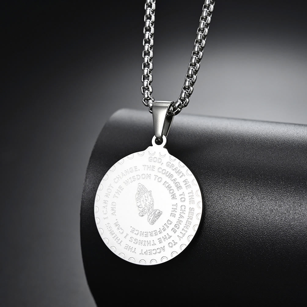 Christianartworkshop Polished Praying Hand Serenity Prayer Chain: Sign of Steadfast Celestial Solace - Silver - image 4