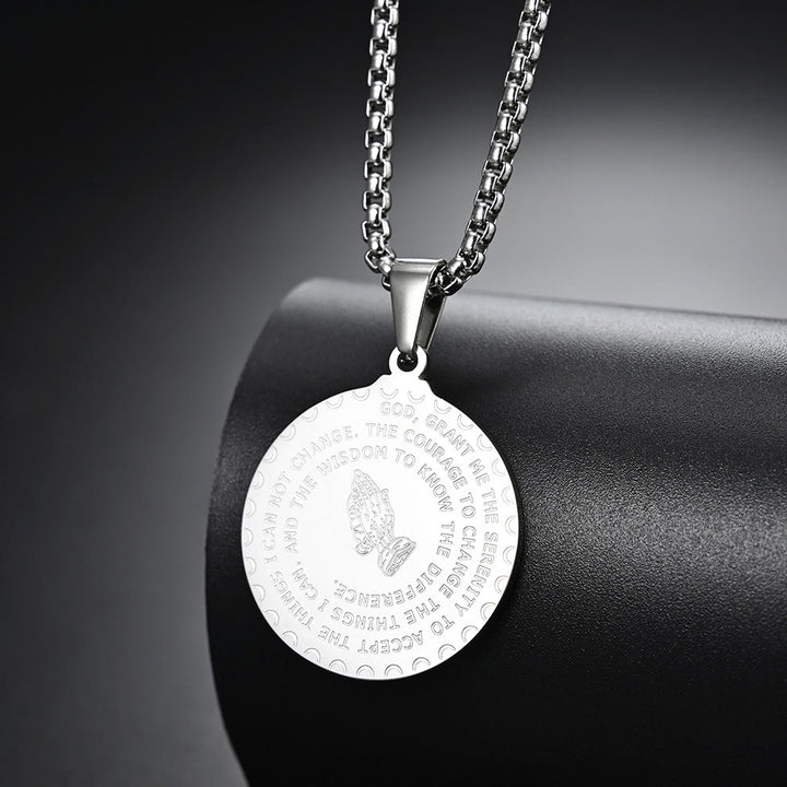 Christianartworkshop Polished Praying Hand Serenity Prayer Chain: Sign of Steadfast Celestial Solace - Silver - image 4