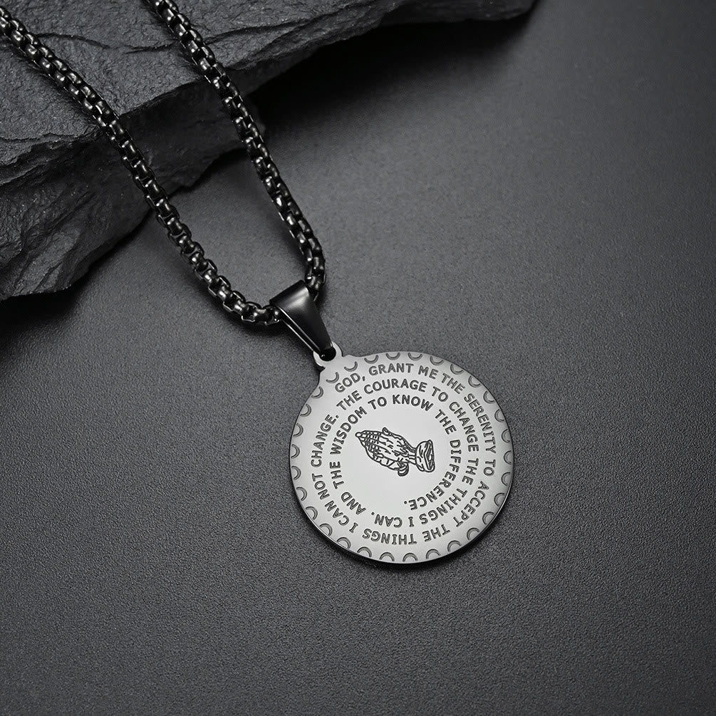 Christianartworkshop Polished Praying Hand Serenity Prayer Chain: Sign of Steadfast Celestial Solace - Black - image 1