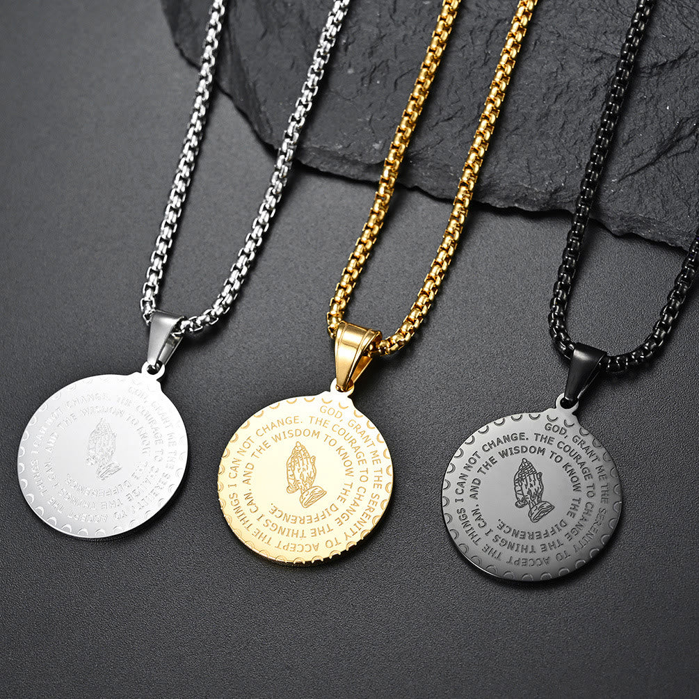 Christianartworkshop Polished Praying Hand Serenity Prayer Chain: Sign of Steadfast Celestial Solace - image 0
