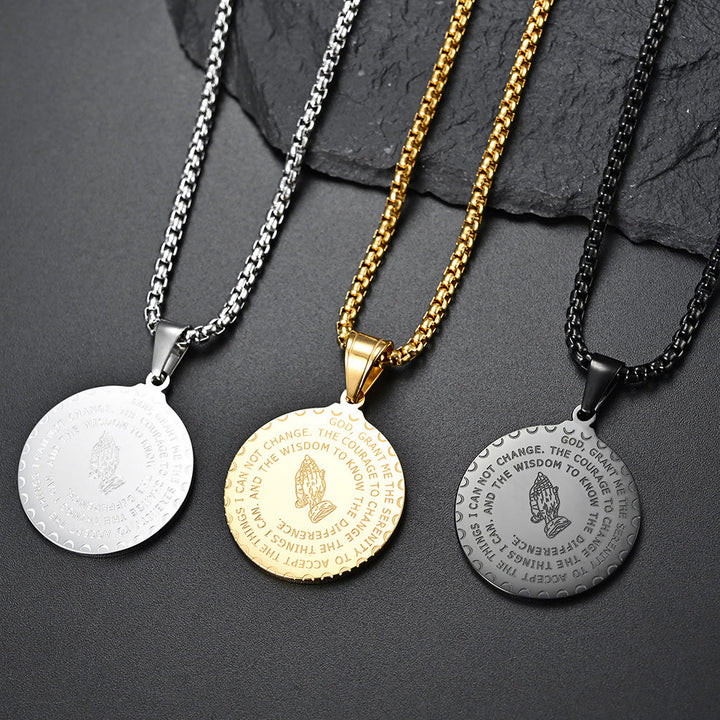 Christianartworkshop Polished Praying Hand Serenity Prayer Chain: Sign of Steadfast Celestial Solace - image 0